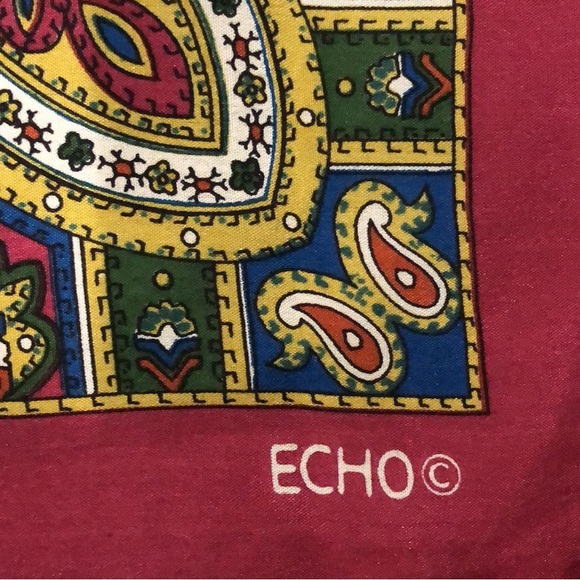ECHO 100% Silk Paisley Print Scarf - Picture 3 of 6